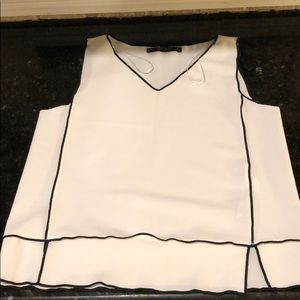 Zara Basics White Top w Black Trim